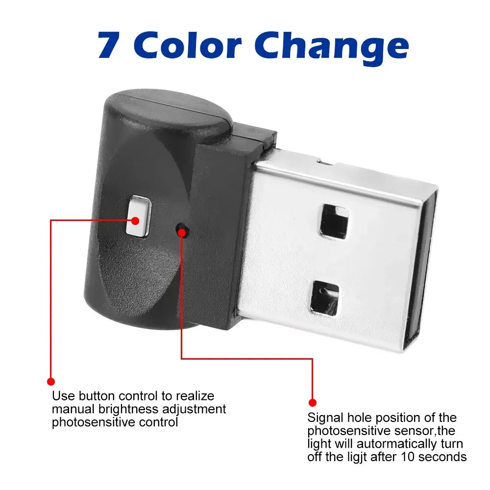Mini-USB-Auto-Fußlicht, PC, Auto-Innenraum, 7 Farben, RGB-LED, Atmosphärenlicht, dekorative Lampe, Plug-and-Play-Notb...