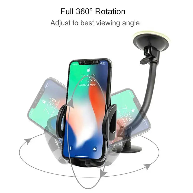 Lange Arm Auto 360-Grad-Drehung Telefon Halter Windschutzscheibe Dashboard Saugnapf Halterung Auto Smartphone Sucker ...