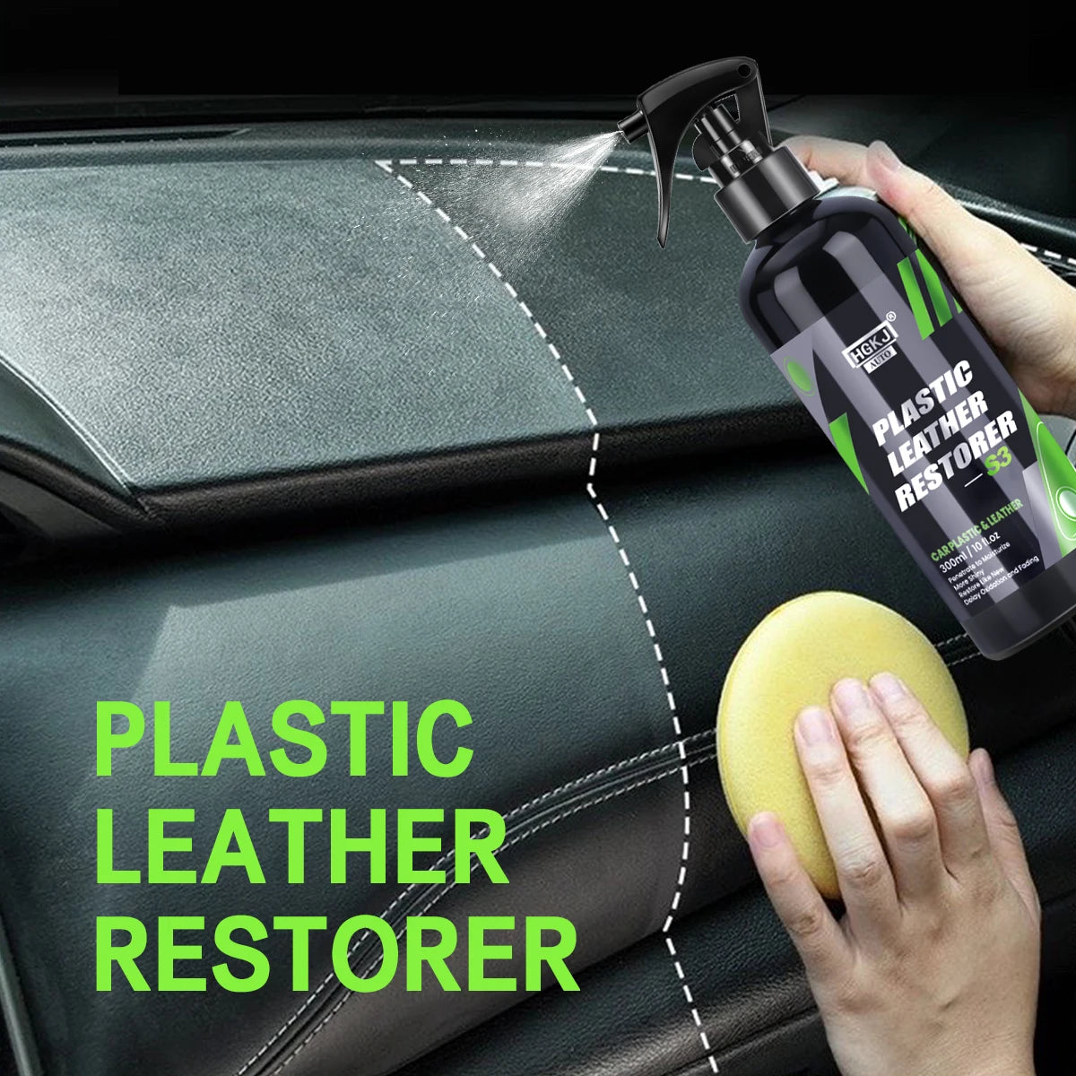 Kunststoff- & Leder-Auffrischer Spray – in Leder-Optik – SwissGlanzGarage Ansicht 2