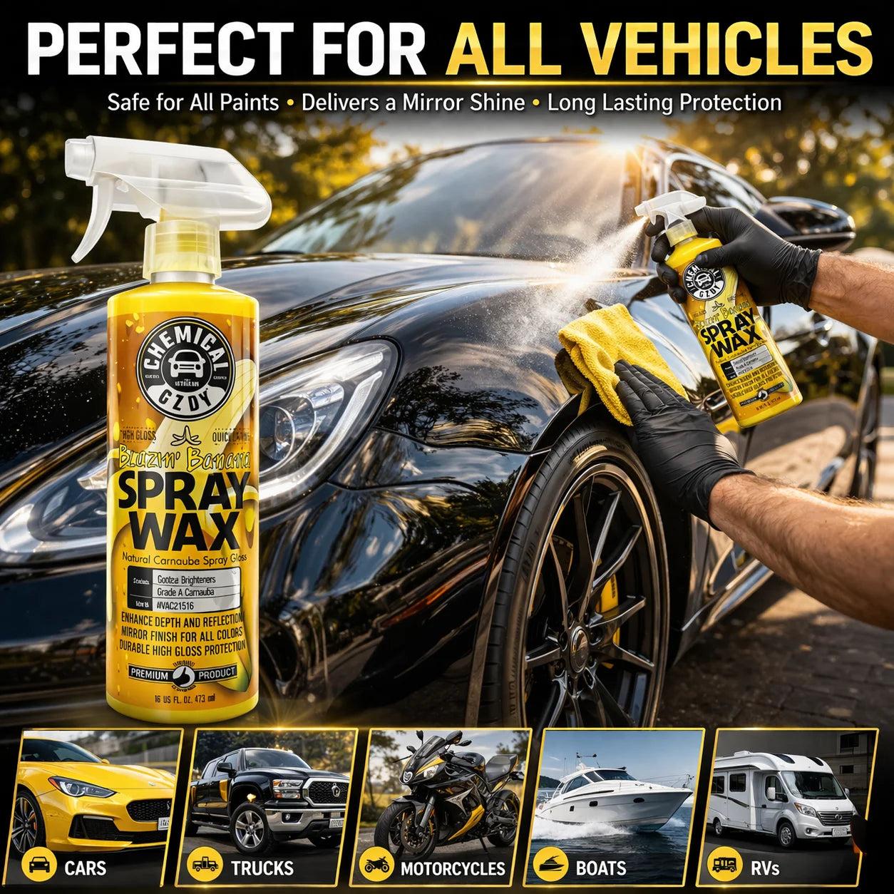 Blazin' Banana Spraywachs 16 oz – Natürliches Carnauba-Schnellwachs, Tiefglanz-Finish, Wasserabperlschutz, Einfaches ...