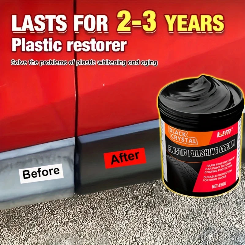 150 g Kunststoff- und Gummi-Reparaturpaste – schwarzer Kristalllack für Autokratzer, Reifenglanz und Innenverlängerun...