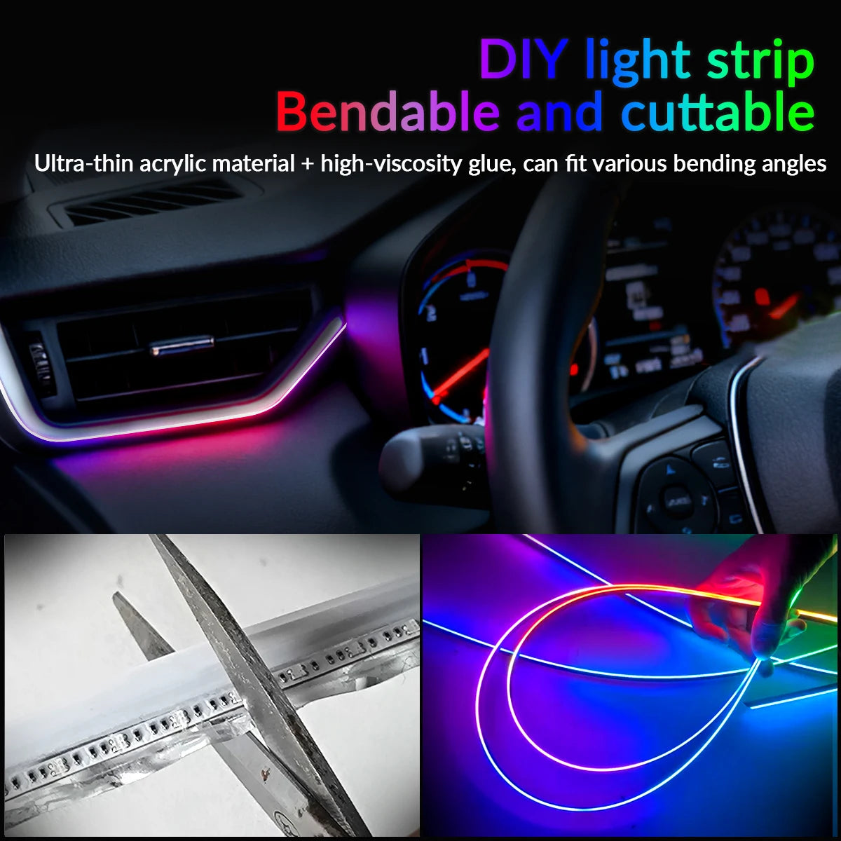 Auto Ambientebeleuchtung Set RGB 64 Farben LED-Streifenlichter