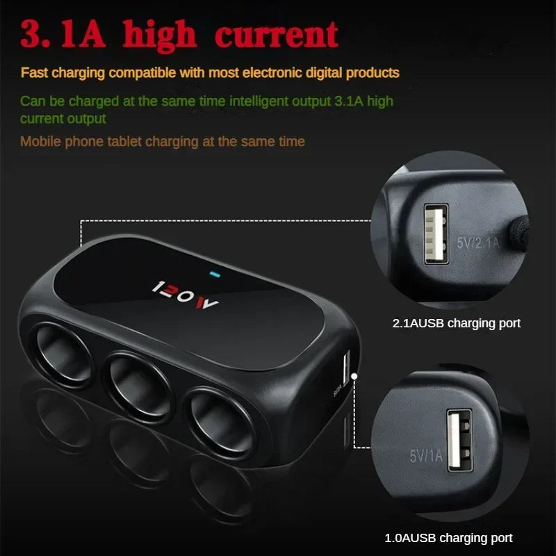 3-fach Zigarettenanzünder Splitter mit USB – SwissGlanzGarage Ansicht 3