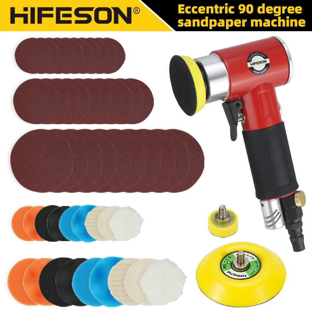 Hifeson Exzenter 90 ° Schleifer Poliers chl eifer Maschine Druckluft werkzeuge pneumatisch angetriebener Polierer Set...