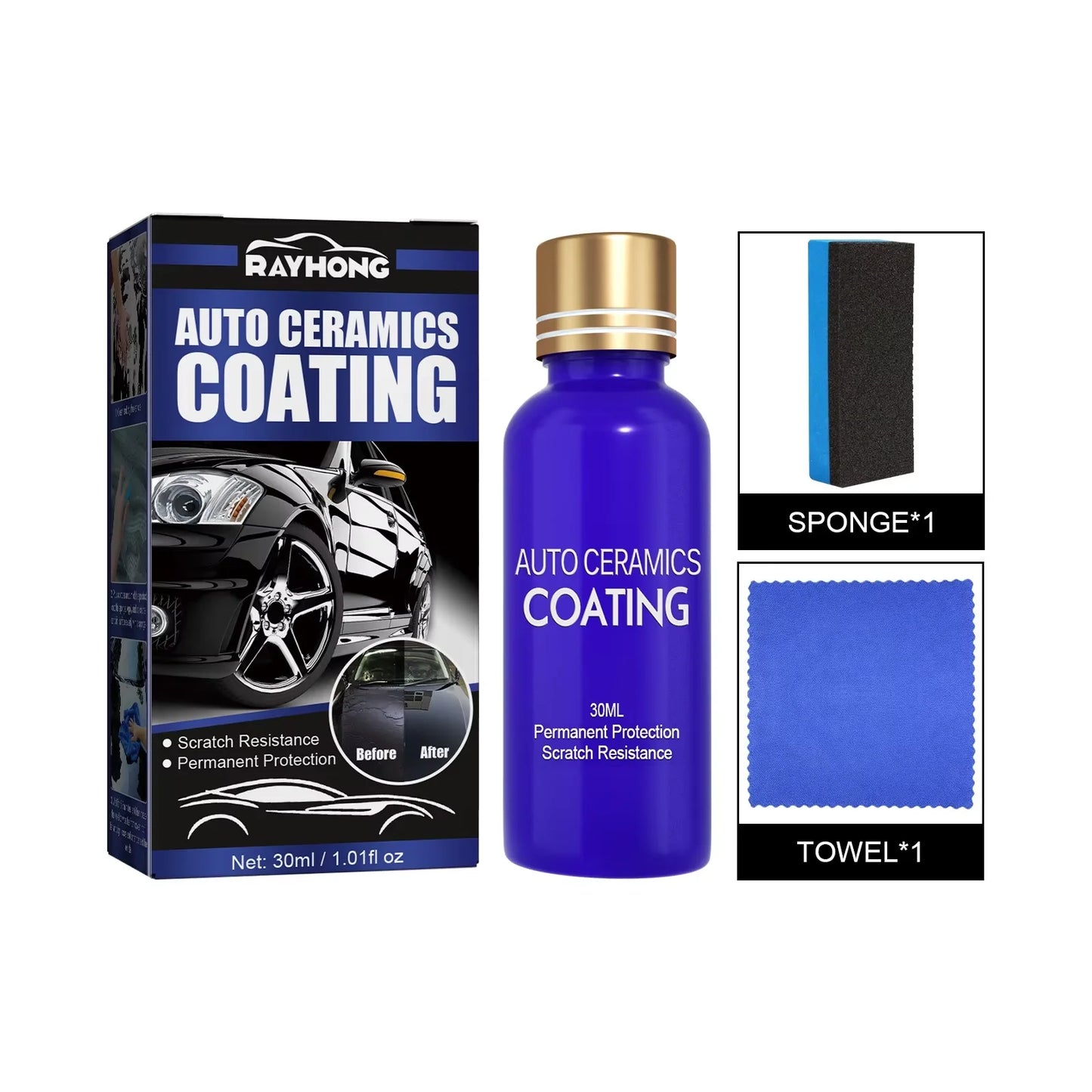 30ML 9H Autopolitur Flüssige Keramikbeschichtung Superhydrophobe Glasbeschichtung Set Polysiloxan und Nanomaterialien
