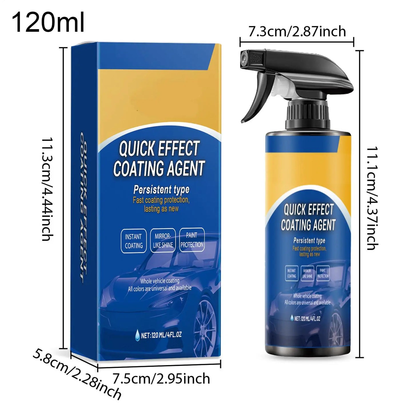 120ML Schnelltrocknender Auto-Polierspray Keramikbeschichtungsspray Auto-Beschichtung Hydrophobe Schicht für Autopolitur