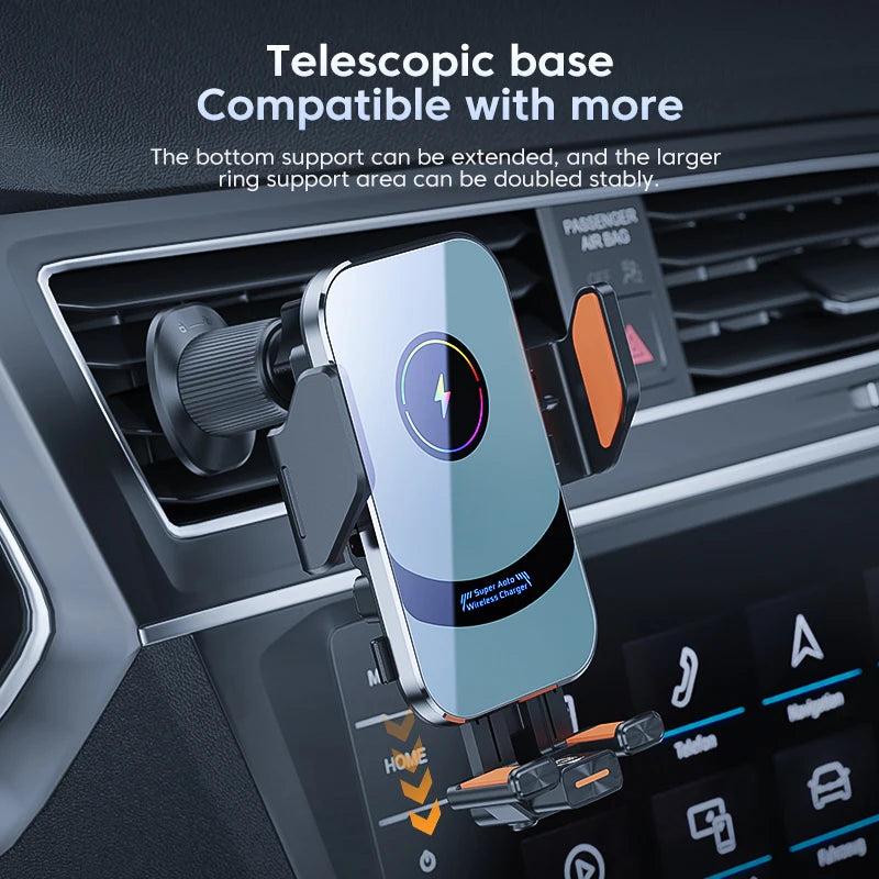66W Tragbarer Handyhalter fürs Auto mit kabelloser Ladefunktion für iPhone, Samsung, Xiaomi, schnelle kabellose Autol...