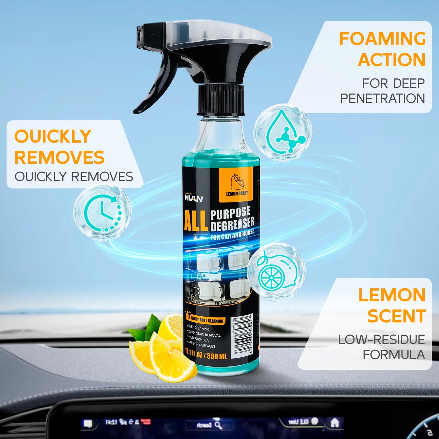 Auto-Reinigungsspray, Innenraumpflege, Schimmelentferner, beseitigt unangenehme Gerüche im Auto und erfrischt die Luft.