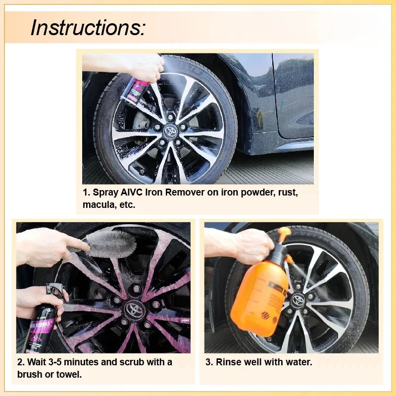 Eisen Entferner Spray Auto Räder Felge Reiniger Mehrzweck Rost Entferner Bremsfarbe Schützen Metall Staub Eisen Pulve...