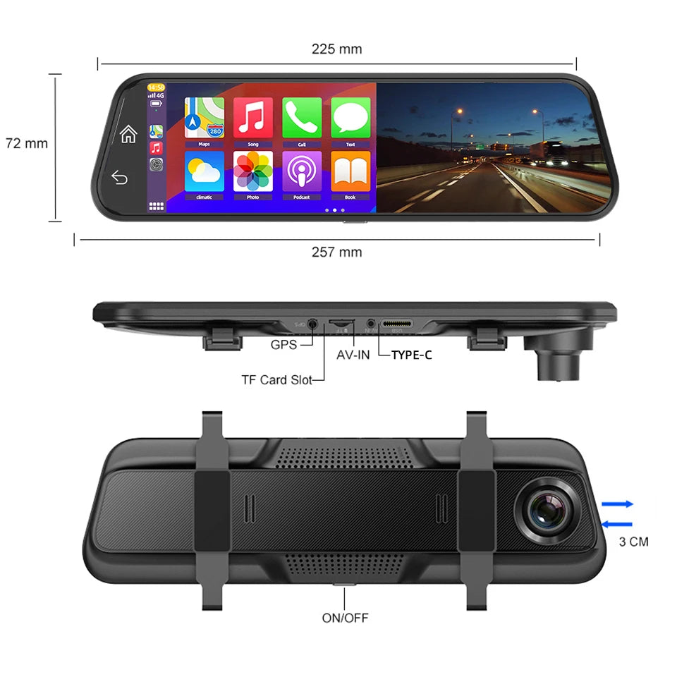 4K HD Auto DVR Touchscreen mit Carplay & Android Auto – SwissGlanzGarage Ansicht 6