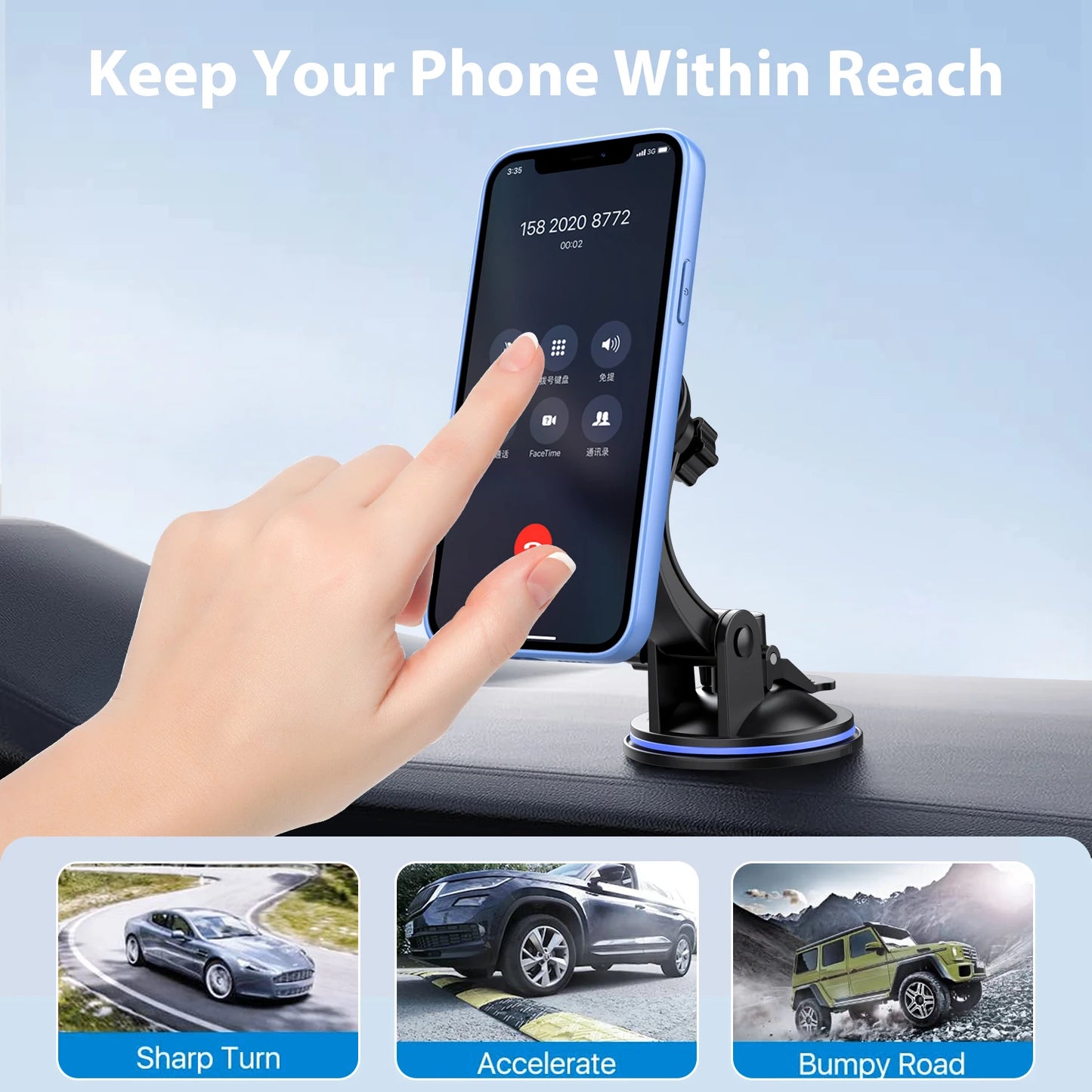 Smartphone-Halterung Windschutzscheibe Armaturenbrett – SwissGlanzGarage Ansicht 4