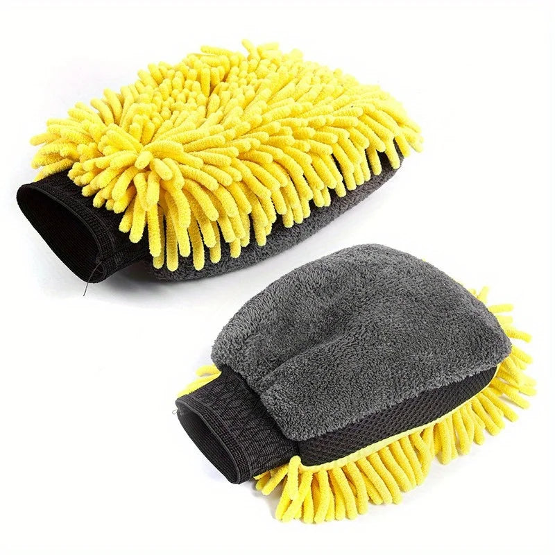 Chenille-Mikrofaser-Autowaschhandschuh, dicker Auto-Reinigungshandschuh, doppels