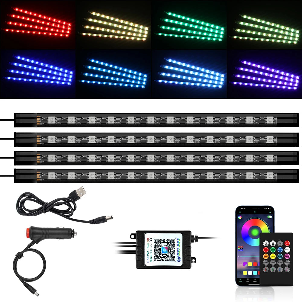 RGB LED Ambientebeleuchtung für Auto Innenraum USB – fürs – SwissGlanzGarage Ansicht 6