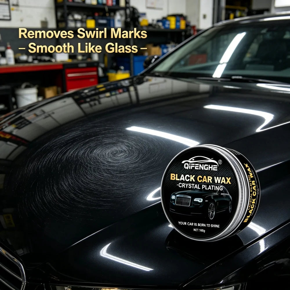 QIFENGHE 100g Schwarzes Autowachs, Kristallbeschichtungspolitur für schwarze Autos, Kratzerreparatur & Glanzschutz, T...