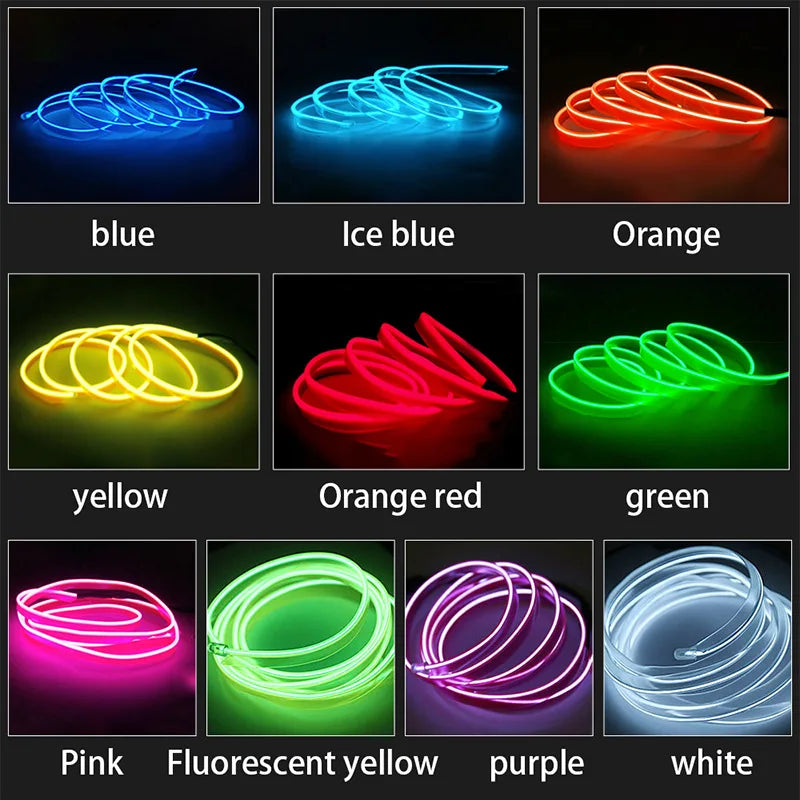 5M/4M/3M/2M/1M Auto Innen Licht LED Streifen Dekoration flexible Neon