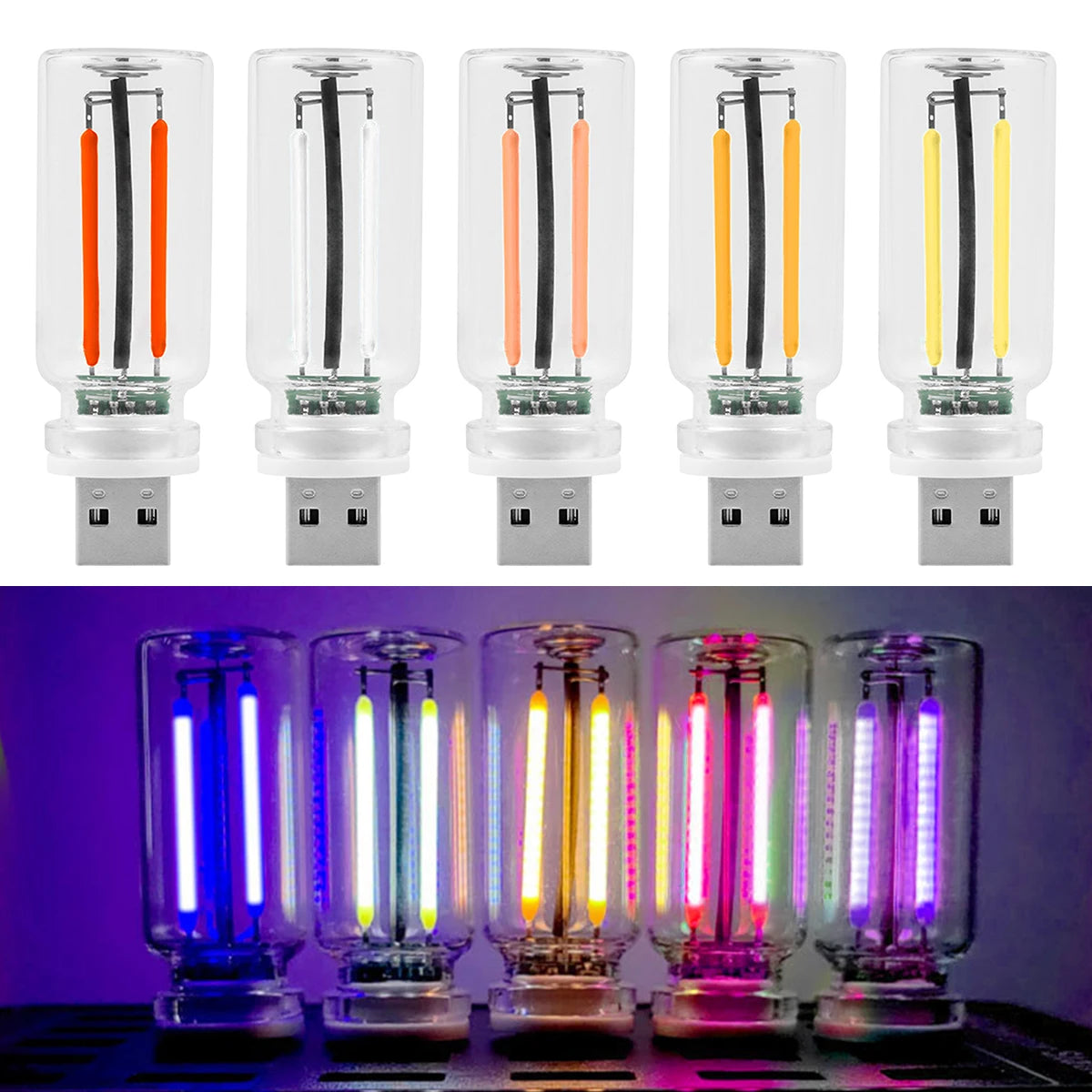 USB Auto Atmosphäre Licht Touch Dimmen Glühbirne Nachtlicht Retro Led