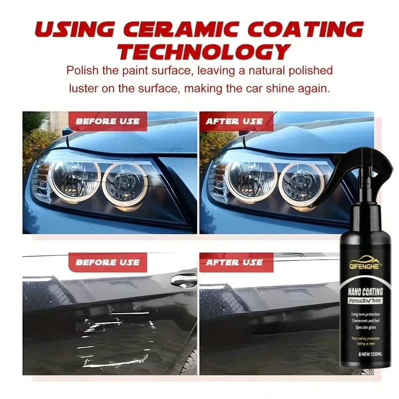 Auto Nano-Beschichtungsspray 150ml mit Tuch, Schnelle Lackschutzschicht & Spiegelglanz, Langanhaltender Schutz für Autos