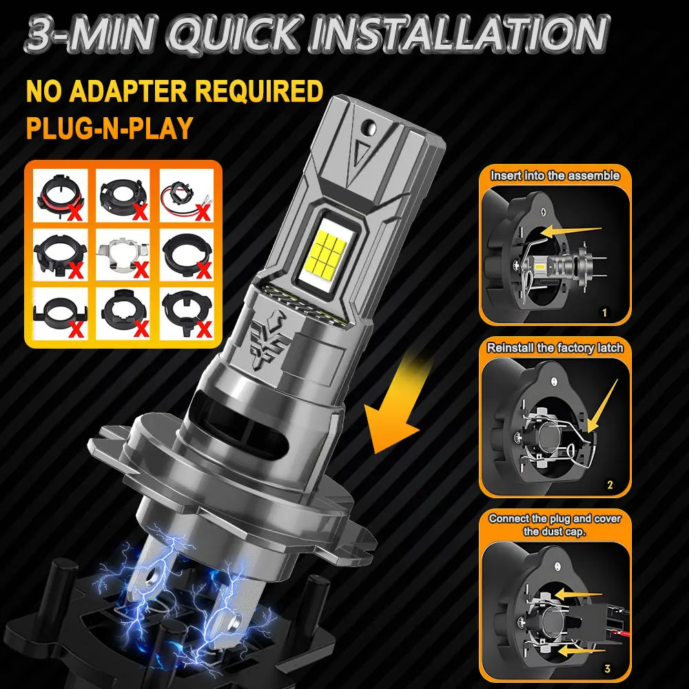 H7/H4 LED Scheinwerfer 80000LM 1000W – SwissGlanzGarage Ansicht 4