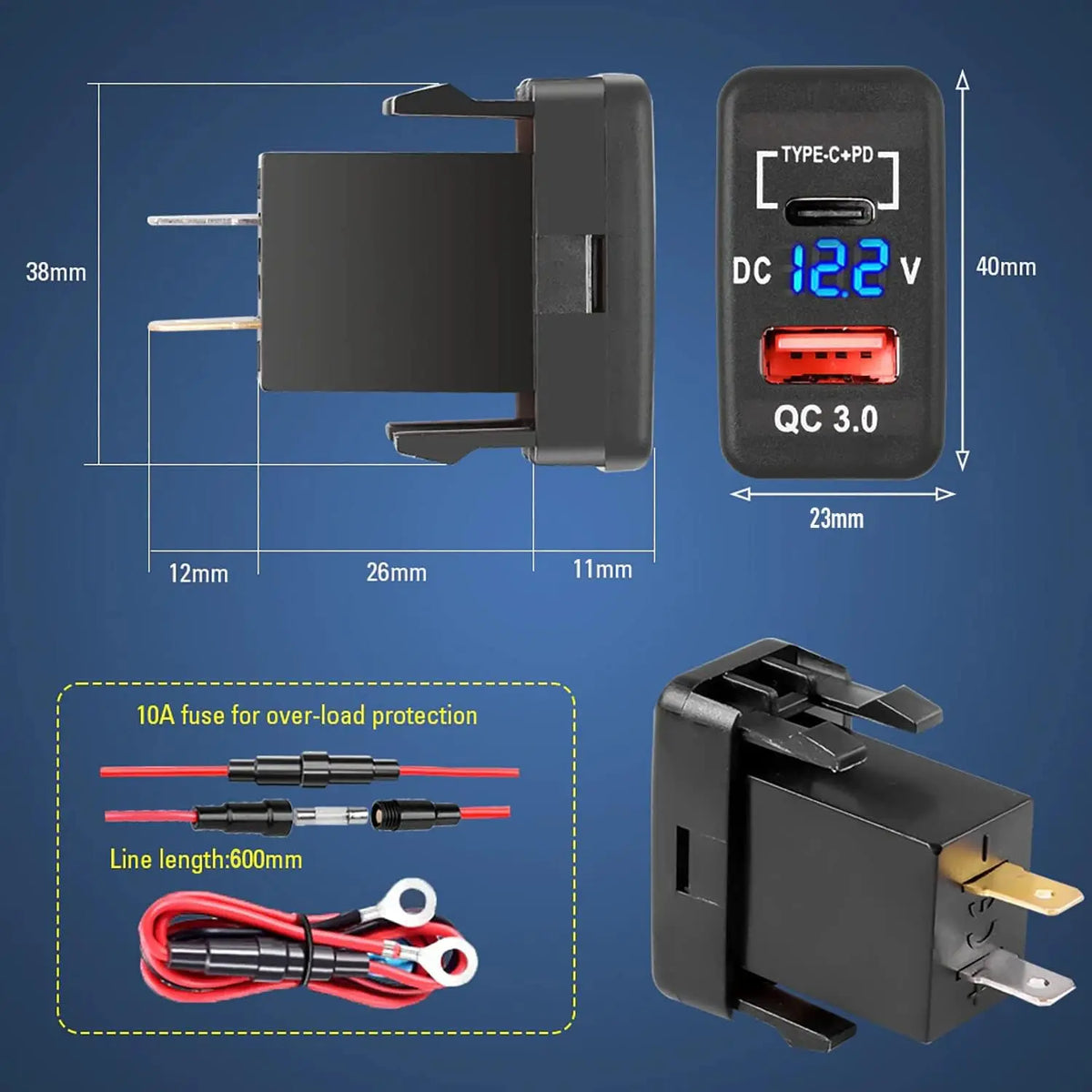USB Auto Ladegerät mit Quick Charge 3.0 – SwissGlanzGarage Ansicht 3
