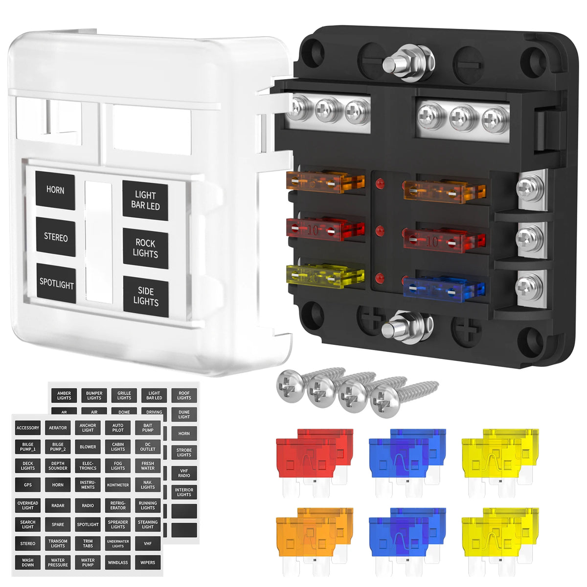 12V 6-Wege Sicherungsblock mit LED-Anzeige – SwissGlanzGarage Ansicht 2