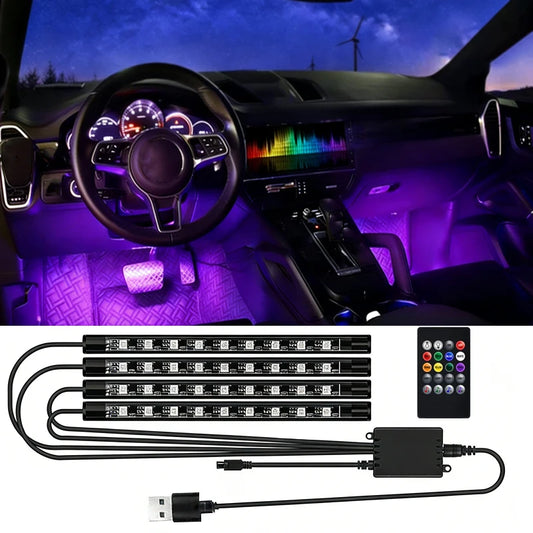 RGB Schallaktivierte Auto-Innenraumbeleuchtung USB Farbwechselnde
