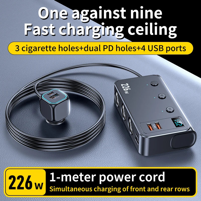 226W 9-in-1 Zigarettenanzünder Splitter mit USB-Ladegerät – SwissGlanzGarage Ansicht 2