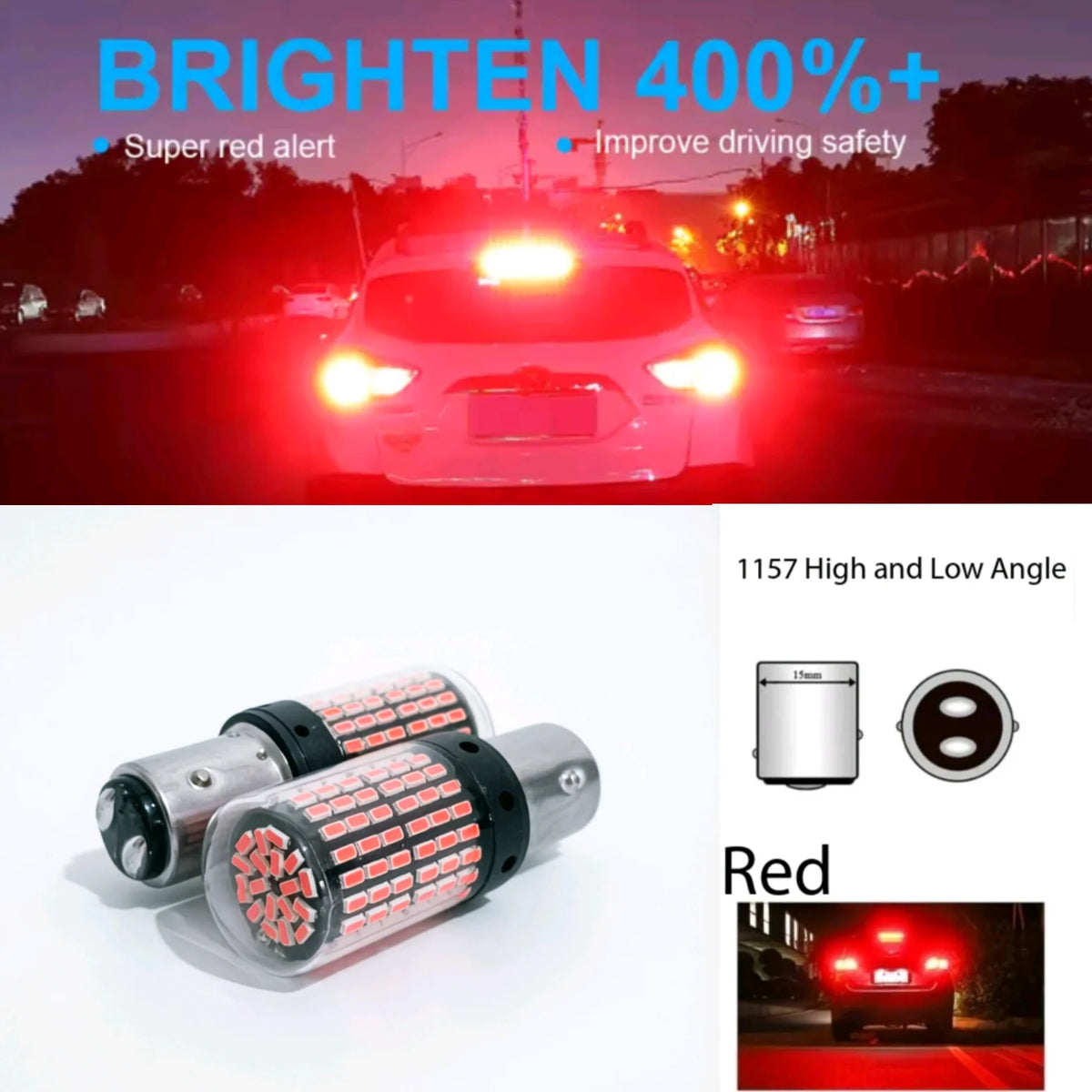 144 LED 1157 P21/5W BAY15D CANBUS Bremslicht – SwissGlanzGarage Ansicht 2