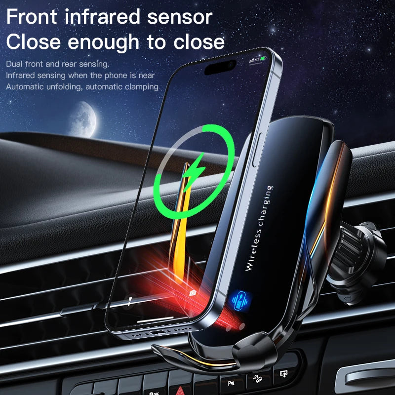1 x aktualisierter kabelloser Auto-Telefonhalter mit kabelloser Aufladung, universelle Lüftungskomponenten, 360 ° Dre...