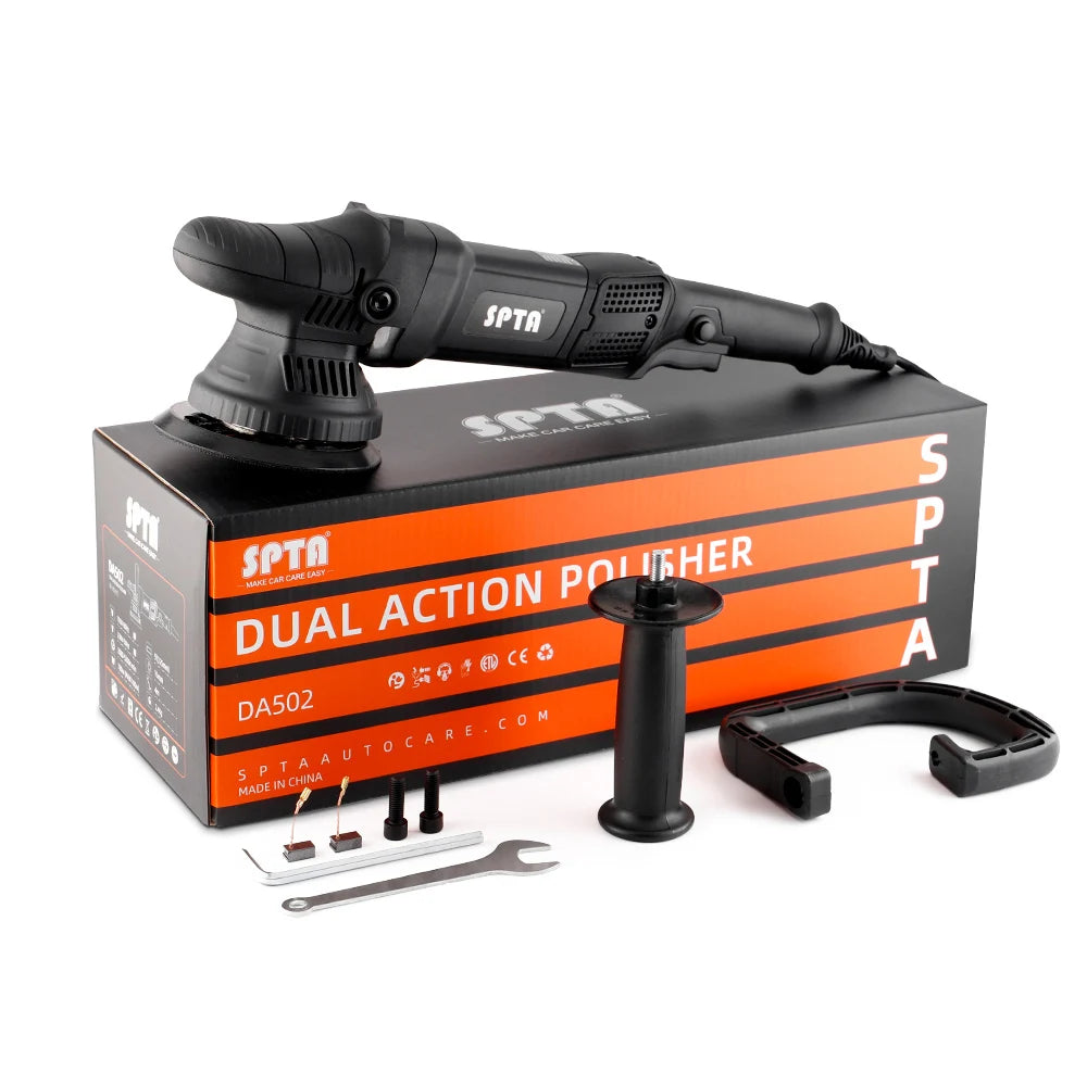 SPTA 5 Zoll 780W Dual-Action Auto-Poliermaschine mit 15mm Orbit und Schwammpads Zubehör für Fahrzeugpolitur