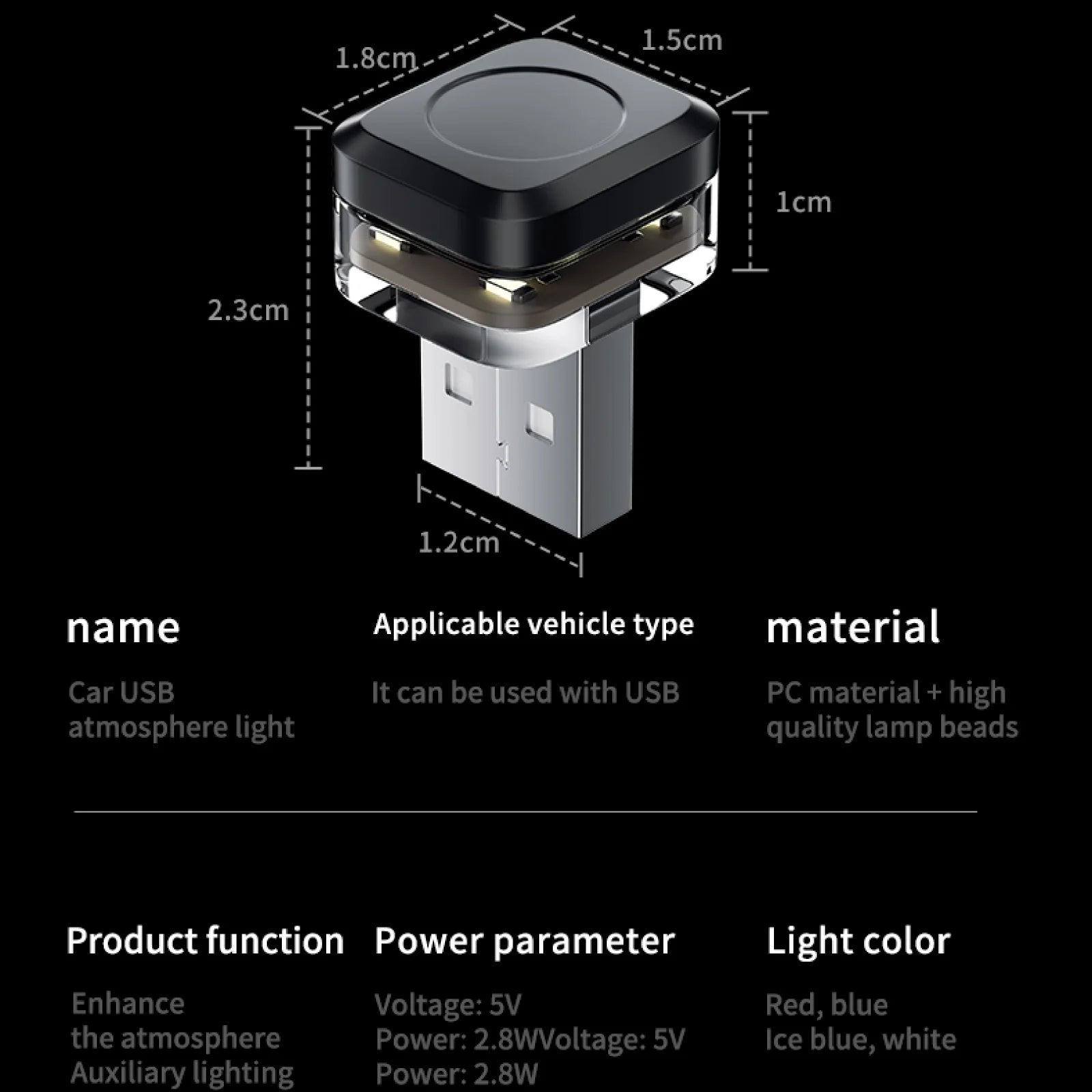 USB LED Lampe für Innenraumbeleuchtung – SwissGlanzGarage Ansicht 3