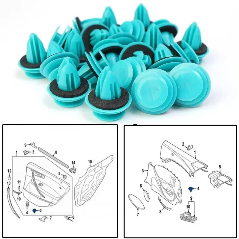 100 Auto Türverkleidung Clips mit Dichtungsring – SwissGlanzGarage Ansicht 3