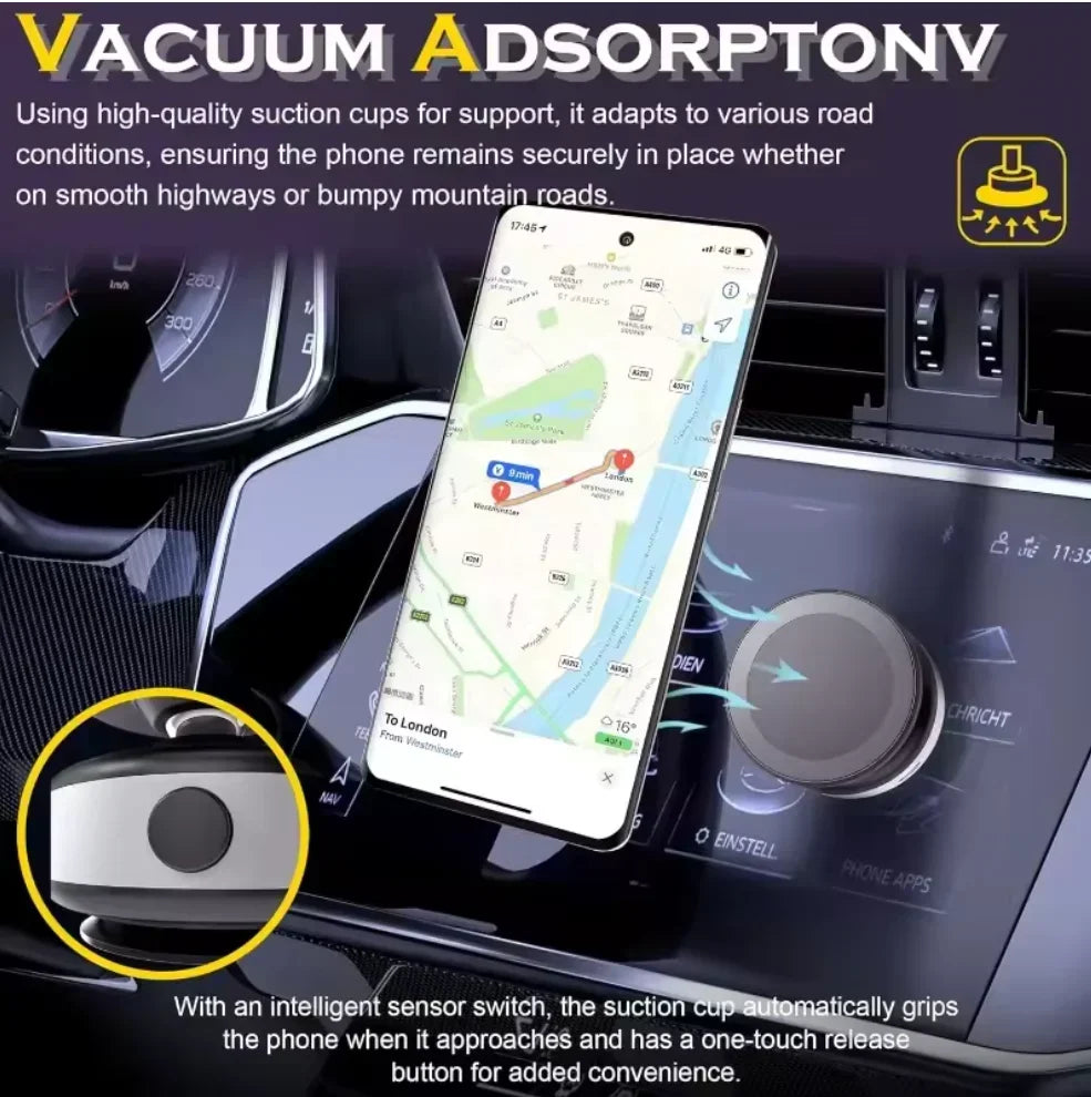 Kabellose Ladestation Wandmontierte Telefonhalterung Elektrischer Vakuum-Saugnapf Magnetische Autohalterung für iPhon...
