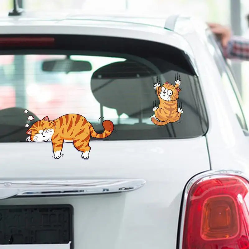 Lustige Auto-Katzen-Aufkleber Set – SwissGlanzGarage Ansicht 2