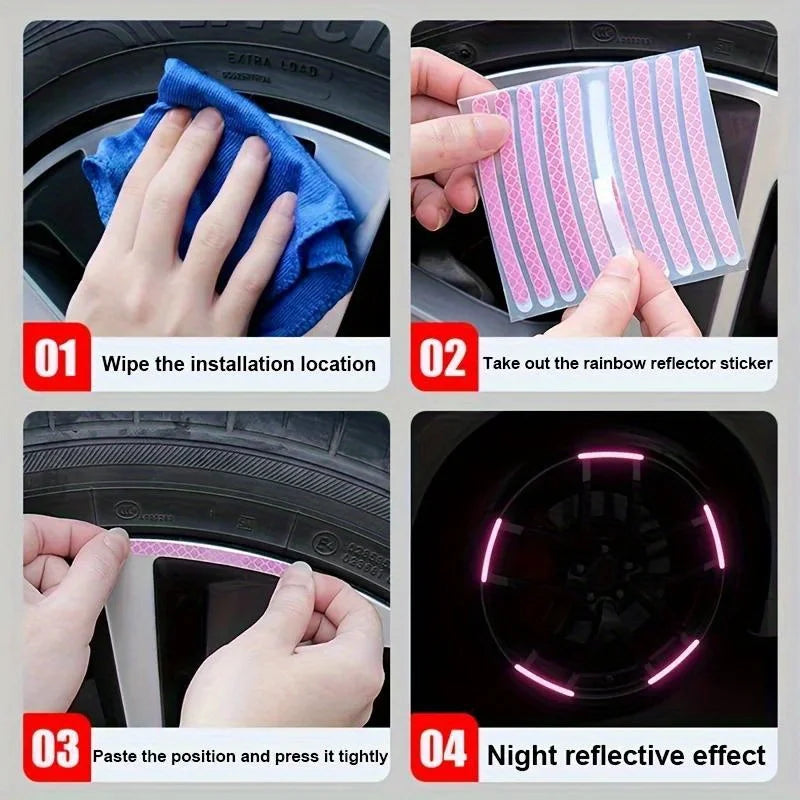 Reflektierende Reifenaufkleber in Pink – SwissGlanzGarage Ansicht 3