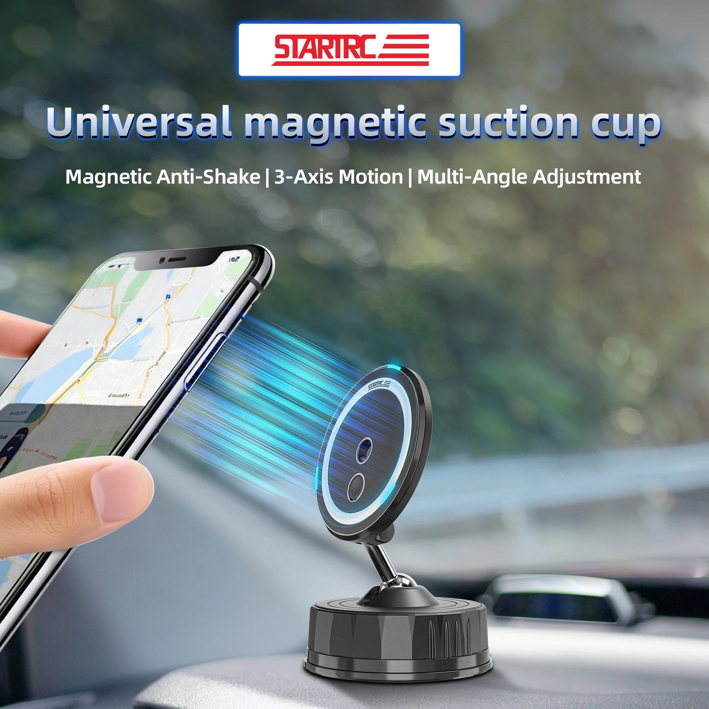Magnetischer Handyhalter Drehbarer Telefonhalter Faltbares Design, Vakuum-Saugnapf Perfekt für Auto-Armaturenbrett fü...
