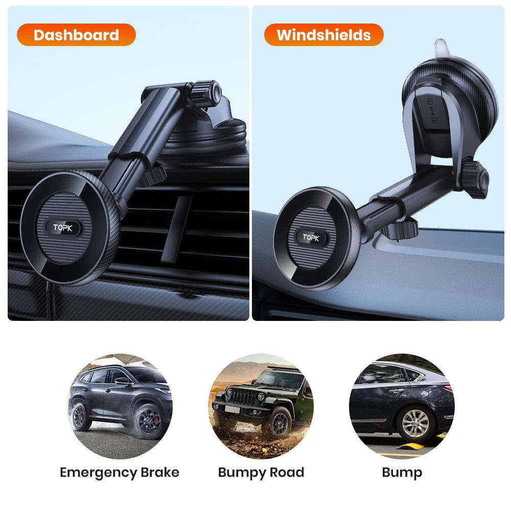 TOPK Armaturenbrett-Magnet-Telefonhalterung für das Auto, kompatibel mit MagSafe-Autohalterung, magnetische Windschut...
