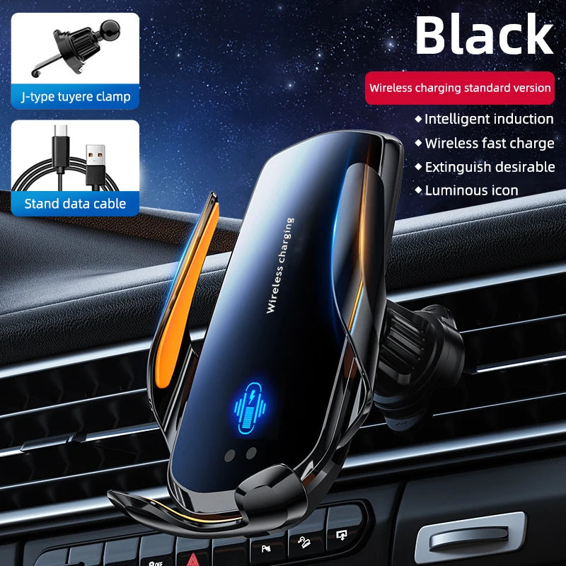 1 x aktualisierter kabelloser Auto-Telefonhalter mit kabelloser Aufladung, universelle Lüftungskomponenten, 360 ° Dre...