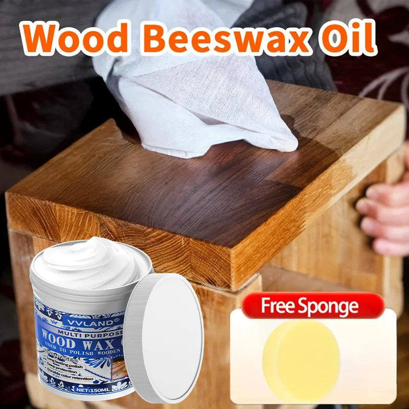 150 g Naturholz-Bienenwachspolitur, Mehrzweck-Auto- und Möbelwachs mit Schwamm, 