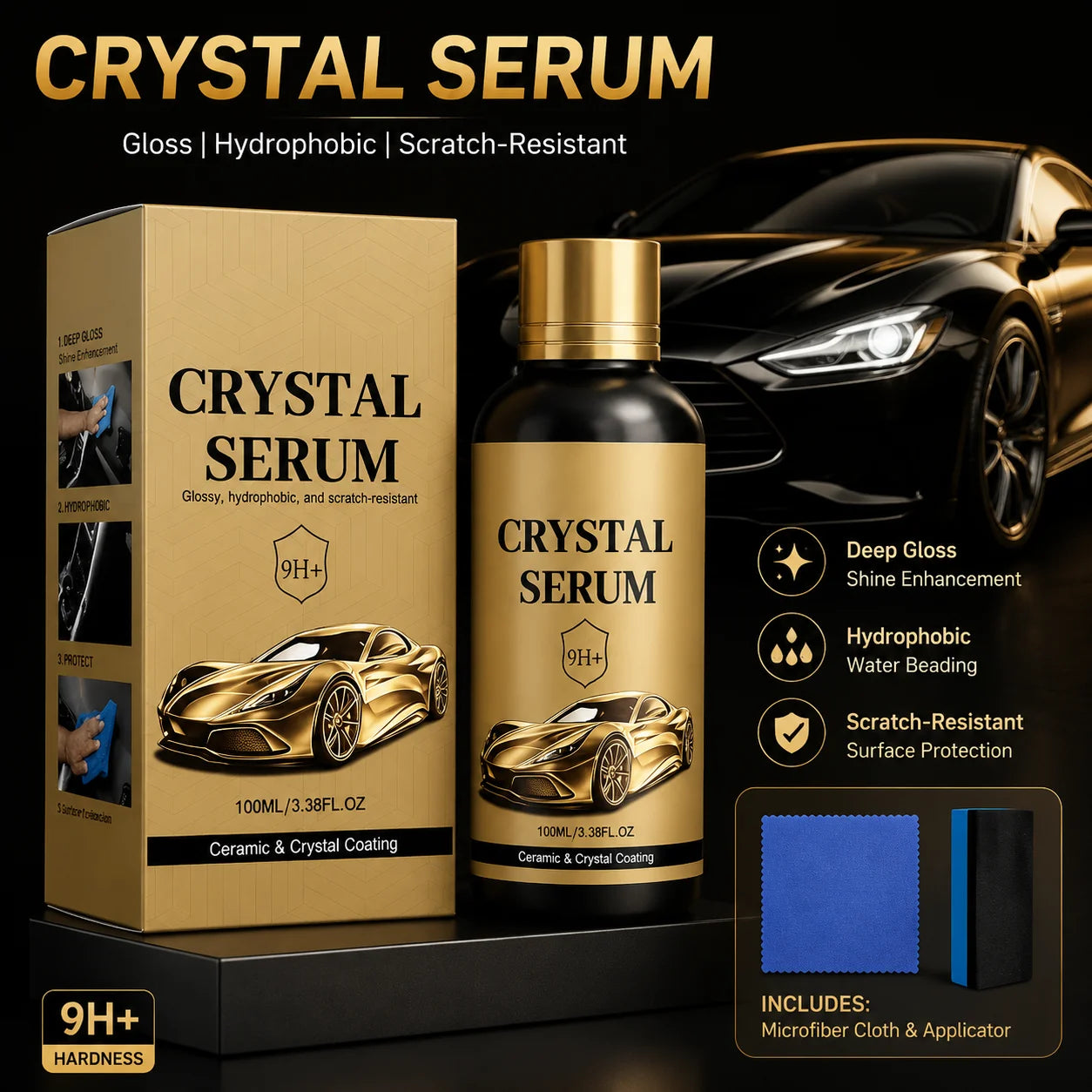 100ML PTZ Graphen-Keramikbeschichtung, 9H+ Fortschrittliches Kristallserum für Autos Professioneller Autopflege-Lacks...