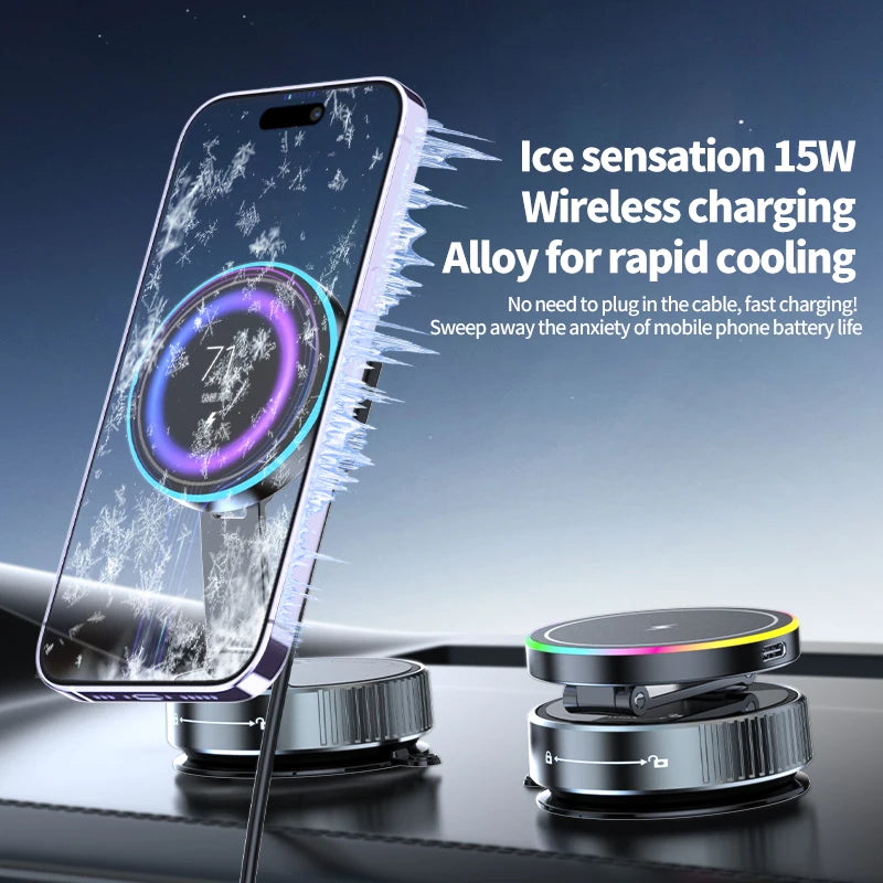 2025 neue K3 Drahtlose Ladegerät Auto Telefon Halter Bunte Licht Vakuum Saugnapf Lade Kann 360 ° Drehbarer faltbarer ...