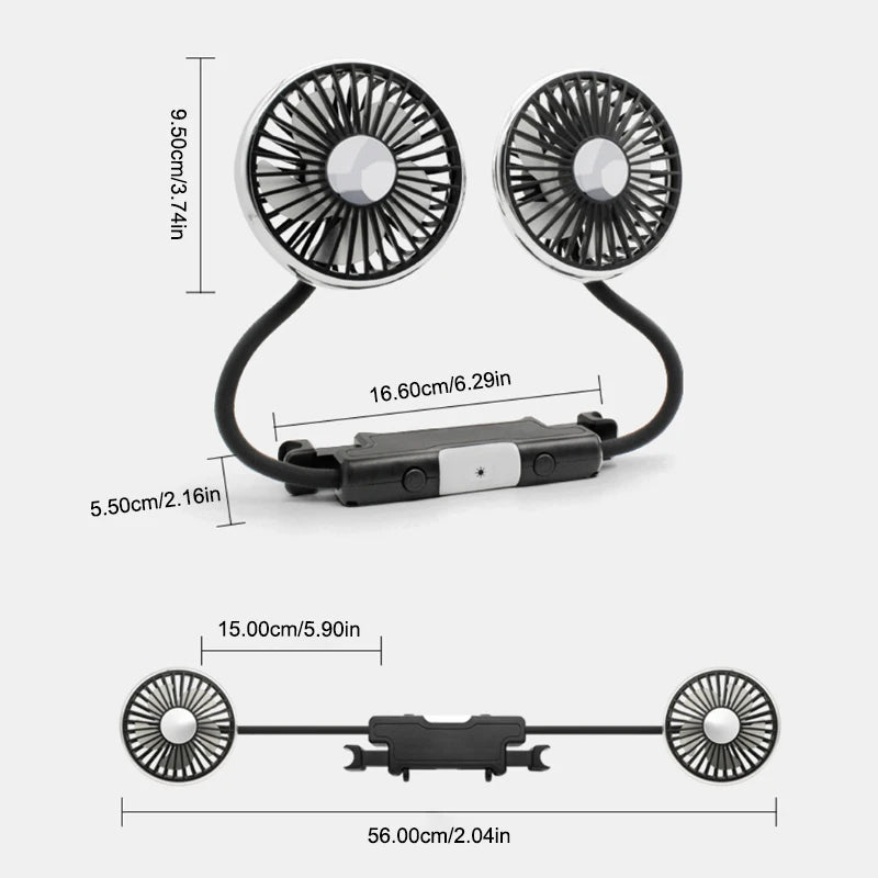 SEAMETAL USB Ventilator mit Doppelkopf – SwissGlanzGarage Ansicht 5