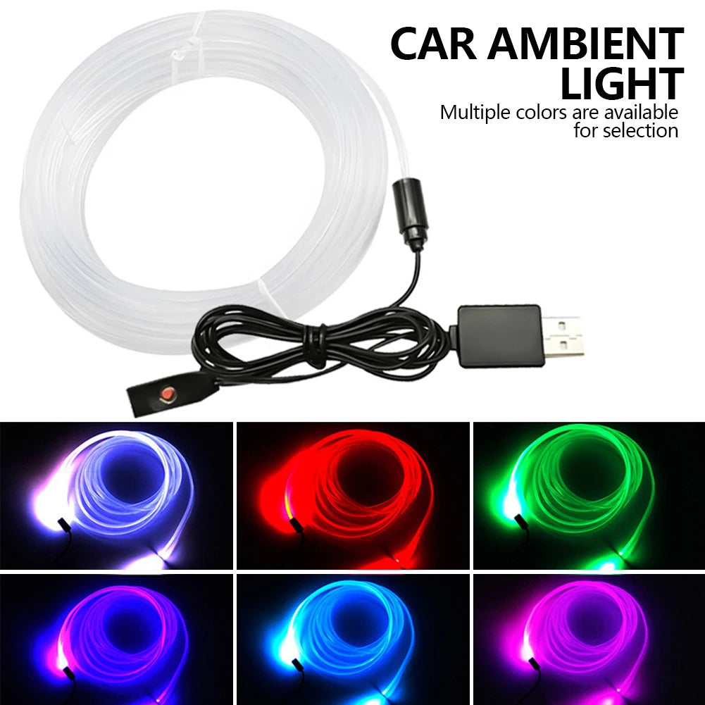 1/2/3/4/5 Meter Auto Multi-farbe Fiber Optic Auto Umgebungs Licht RGB