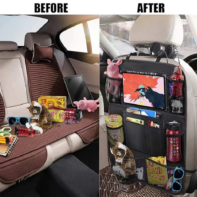 Auto-Rücksitz-Organizer mit Touchscreen, Tablet-Halter, Auto-Aufbewahrungstaschen, Autositz-Rückenschutz, Fahrzeug-In...