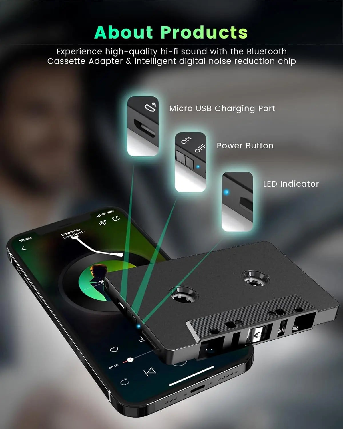 Bluetooth Kassette Adapter für Auto – SwissGlanzGarage Ansicht 5