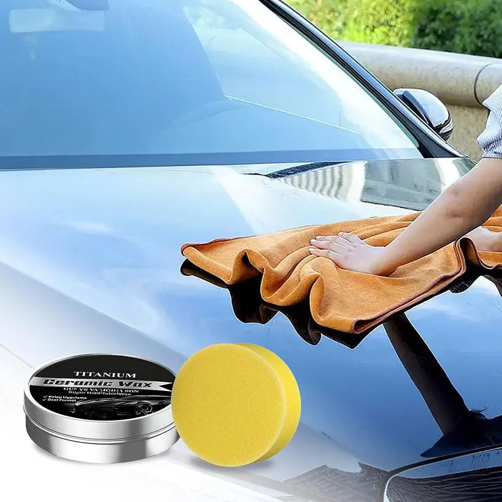 Titan-Keramik Autowachs-Politur, Hydrophobe Autolack-Glanzversiegelung, Staubschutz-Wachs mit Applikator-Schwamm