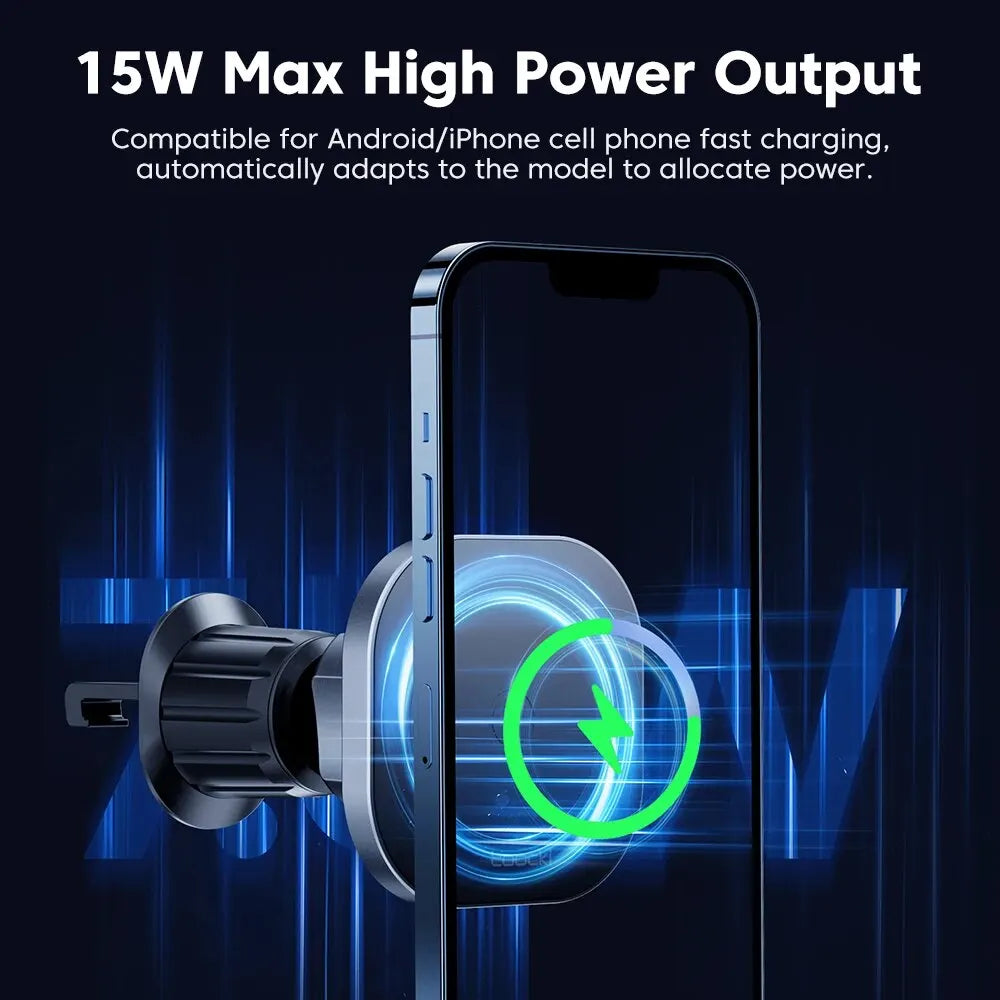 Toocki Magnetisches kabelloses Auto-Ladegerät, Autotelefonhalter, Luftauslass, 15 W, Schnellladegerät im Auto für iPh...