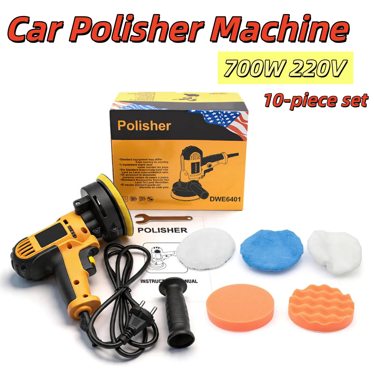 700W 220V Auto-Poliermaschine mit Einstellbarer Geschwindigkeit Elektrische Wachsmaschine Autolack-Kratzer-Reparatur ...