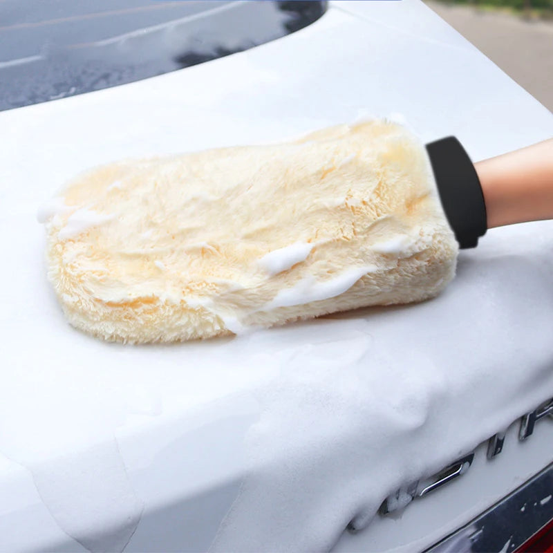 Wasserdichte Autowasch-Mikrofaserhandschuhe, weicher, verdickter Wollplüsch-Auto