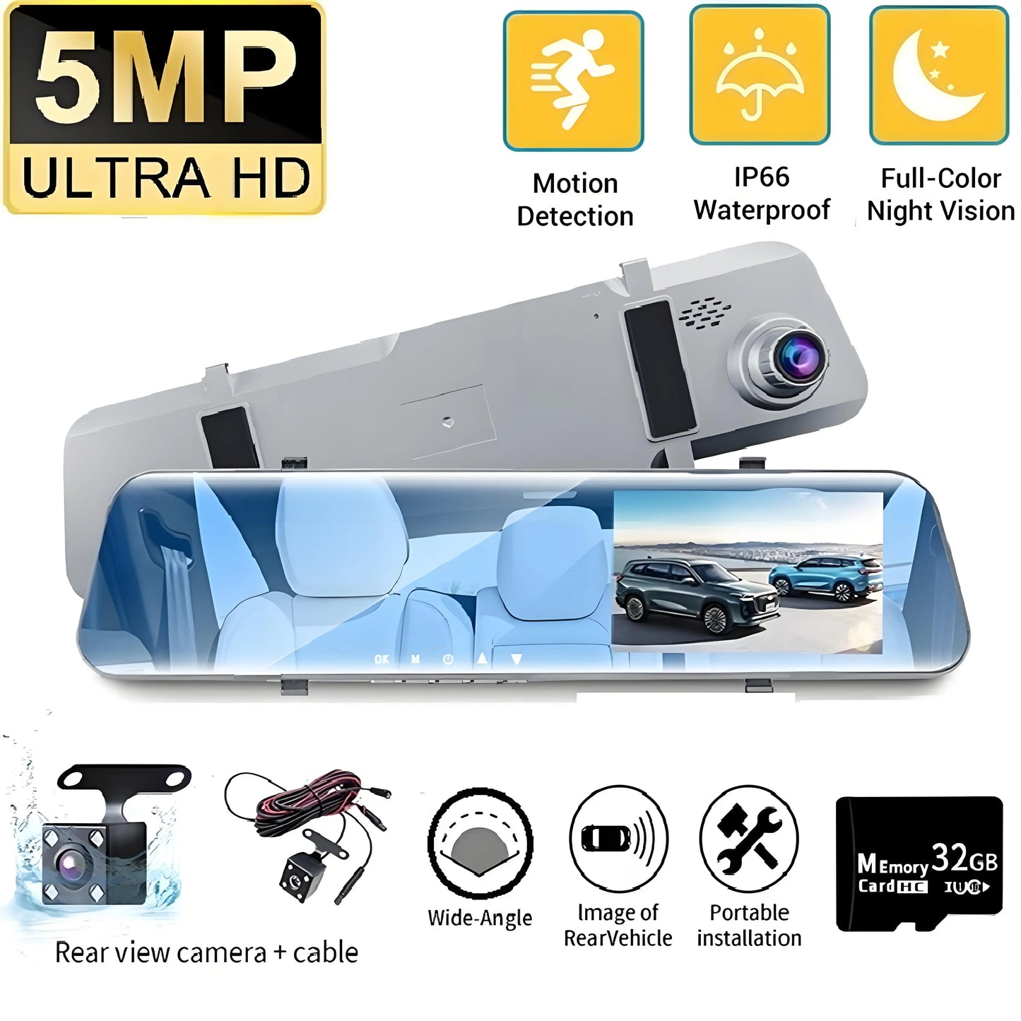 Dashcam-Halterung 3-Kanal 4K UHD – für den Rückspiegel – SwissGlanzGarage Ansicht 2