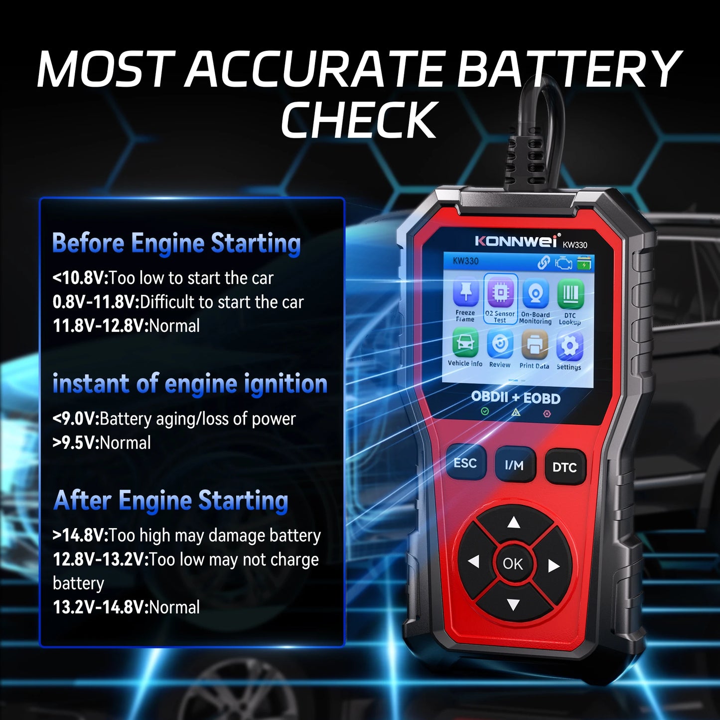 KONNWEI KW330 OBD2 Diagnosetool – SwissGlanzGarage Ansicht 4